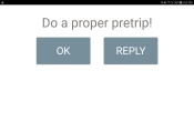 Alert message on the tablet.